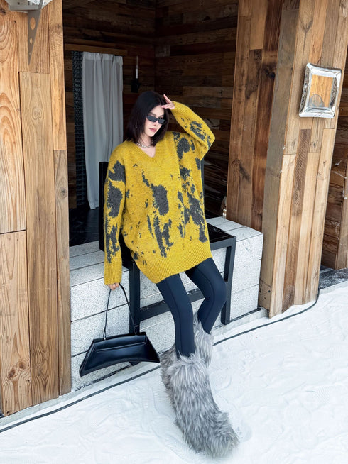 Abstract Dye Oversized Knit Top